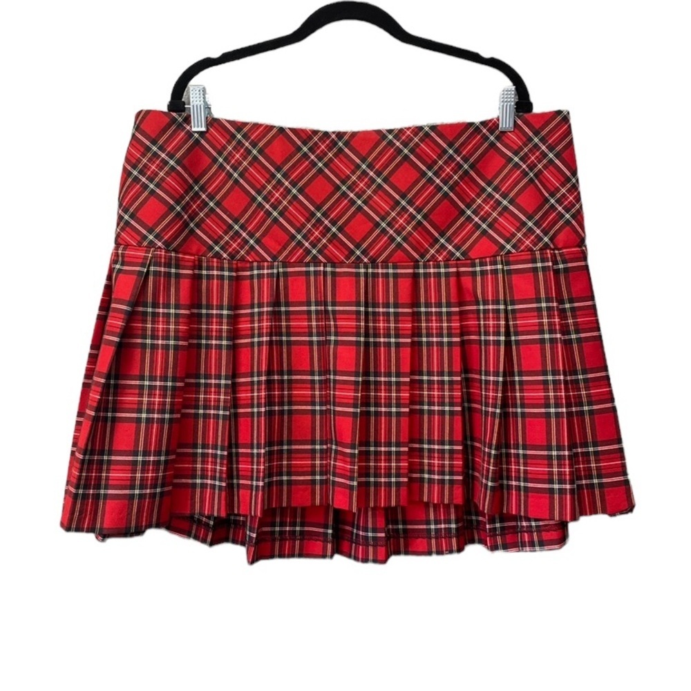 Torrid Y2K 90s Red Academia Retro Plaid Pleated Mini Skirt Sz 14 NWOT